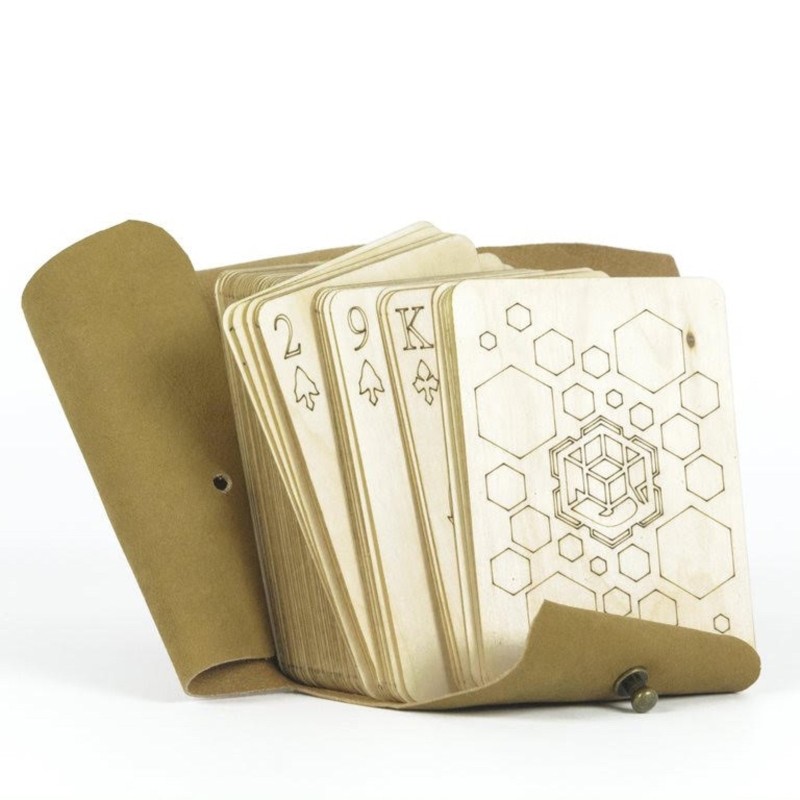 Birch wood CARD GAME with leather case NKD Puzzle - 3